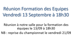 Réunion Formation des Equipes